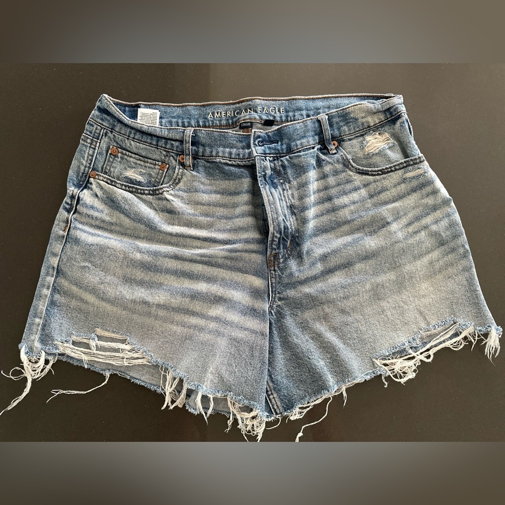 American Eagle Outfitters Blue Jean Shorts Distressed Cut-Off